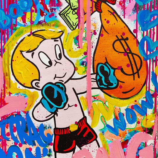 Nastya Rovenskaya- Mixed Media on Canvas "Boxing"