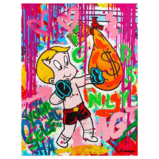 Nastya Rovenskaya- Mixed Media on Canvas "Boxing"