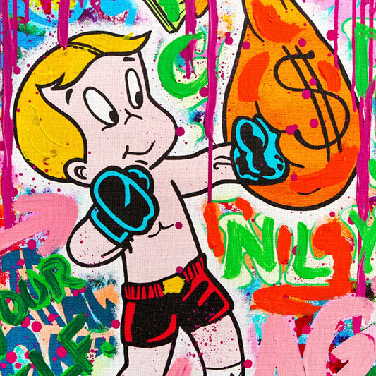 Nastya Rovenskaya- Mixed Media on Canvas "Boxing"