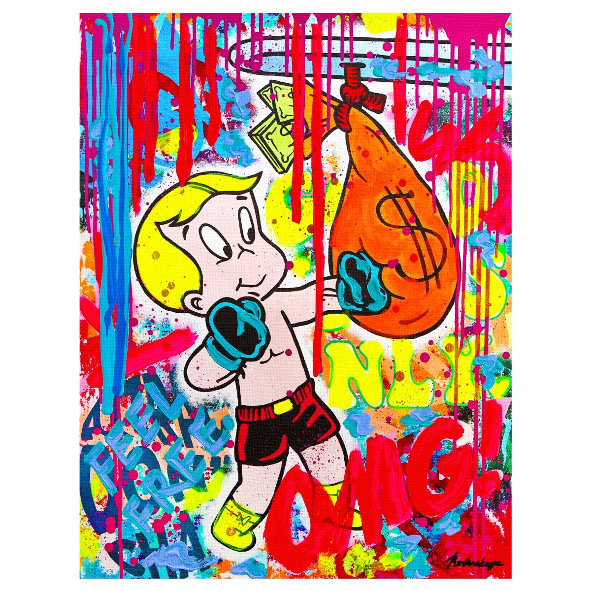 Nastya Rovenskaya- Mixed Media on Canvas "Boxing"
