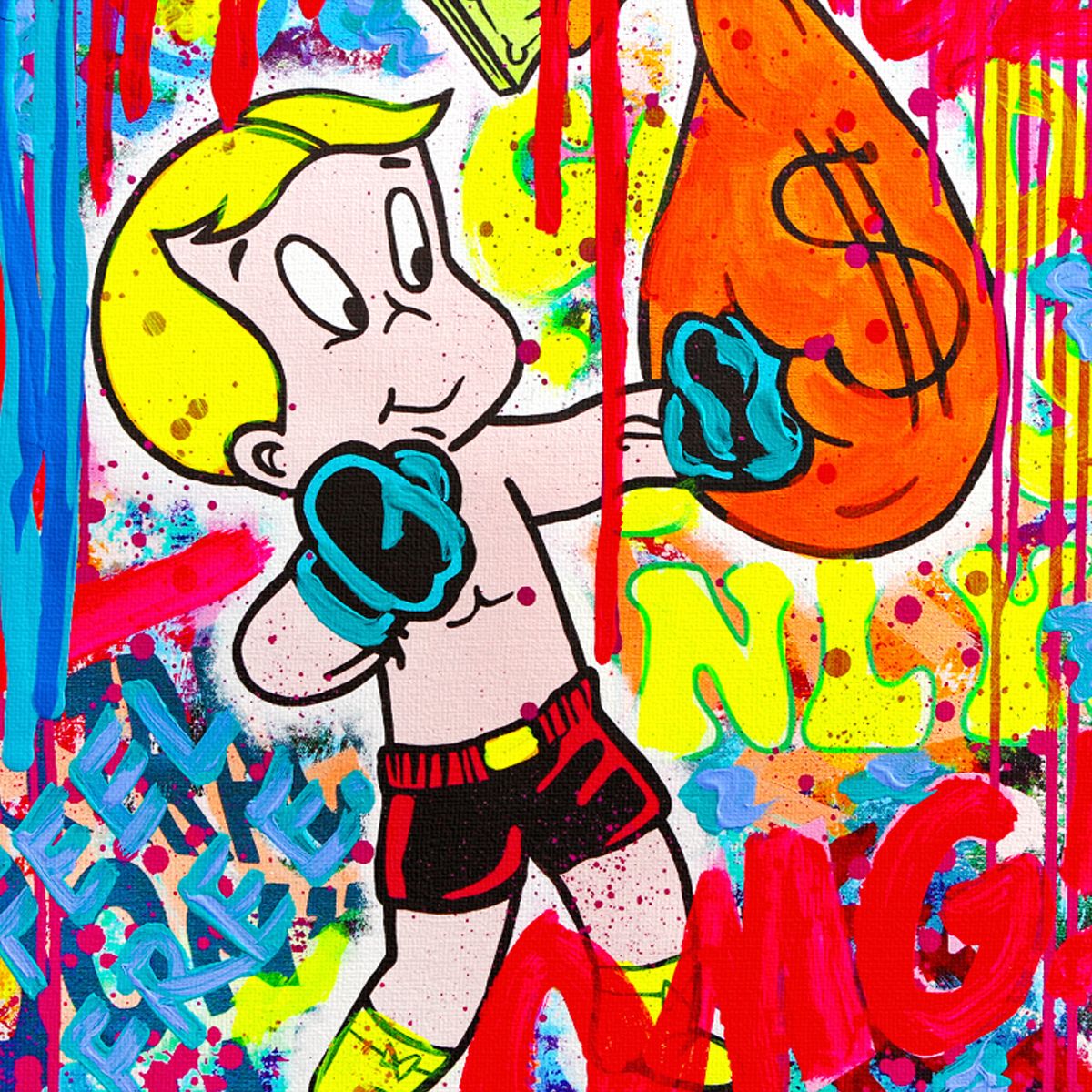 Nastya Rovenskaya- Mixed Media on Canvas "Boxing"