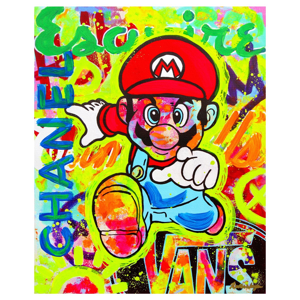 Nastya Rovenskaya- Mixed Media on Canvas "Super Mario's Urban Quest"