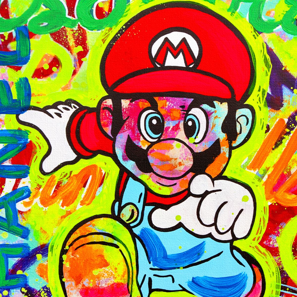 Nastya Rovenskaya- Mixed Media on Canvas "Super Mario's Urban Quest"