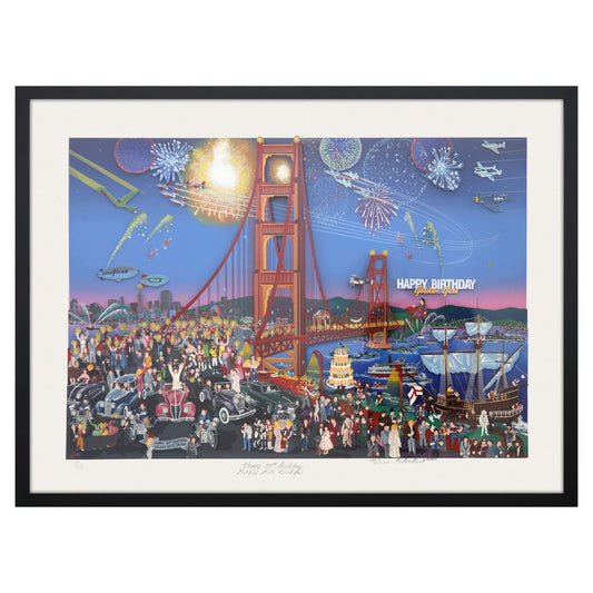 Melanie Taylor- 3D Construction Serigraph on Paper "Happy 50 Birthday Golden Gate Bridge"