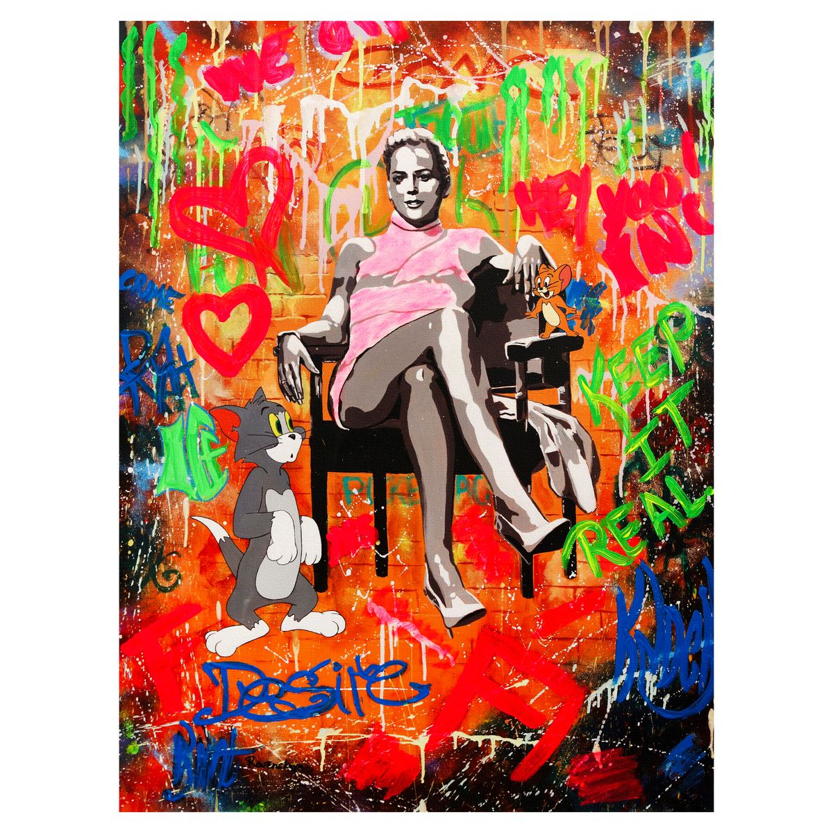 Nastya Rovenskaya- Mixed Media on Canvas "Basic Instinct"