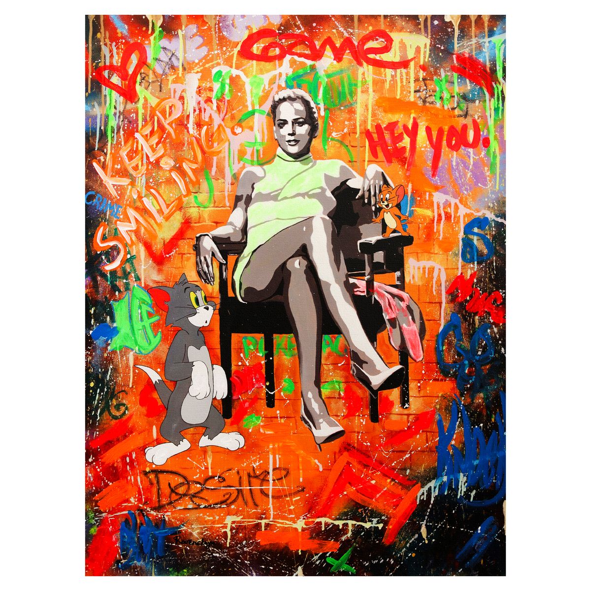 Nastya Rovenskaya- Mixed Media on Canvas "Basic Instinct"