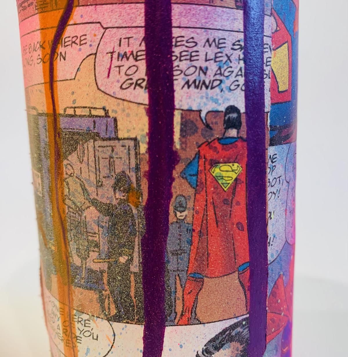 E.M. ZAX- Mixed Media original on artist used spray can in lucite display box