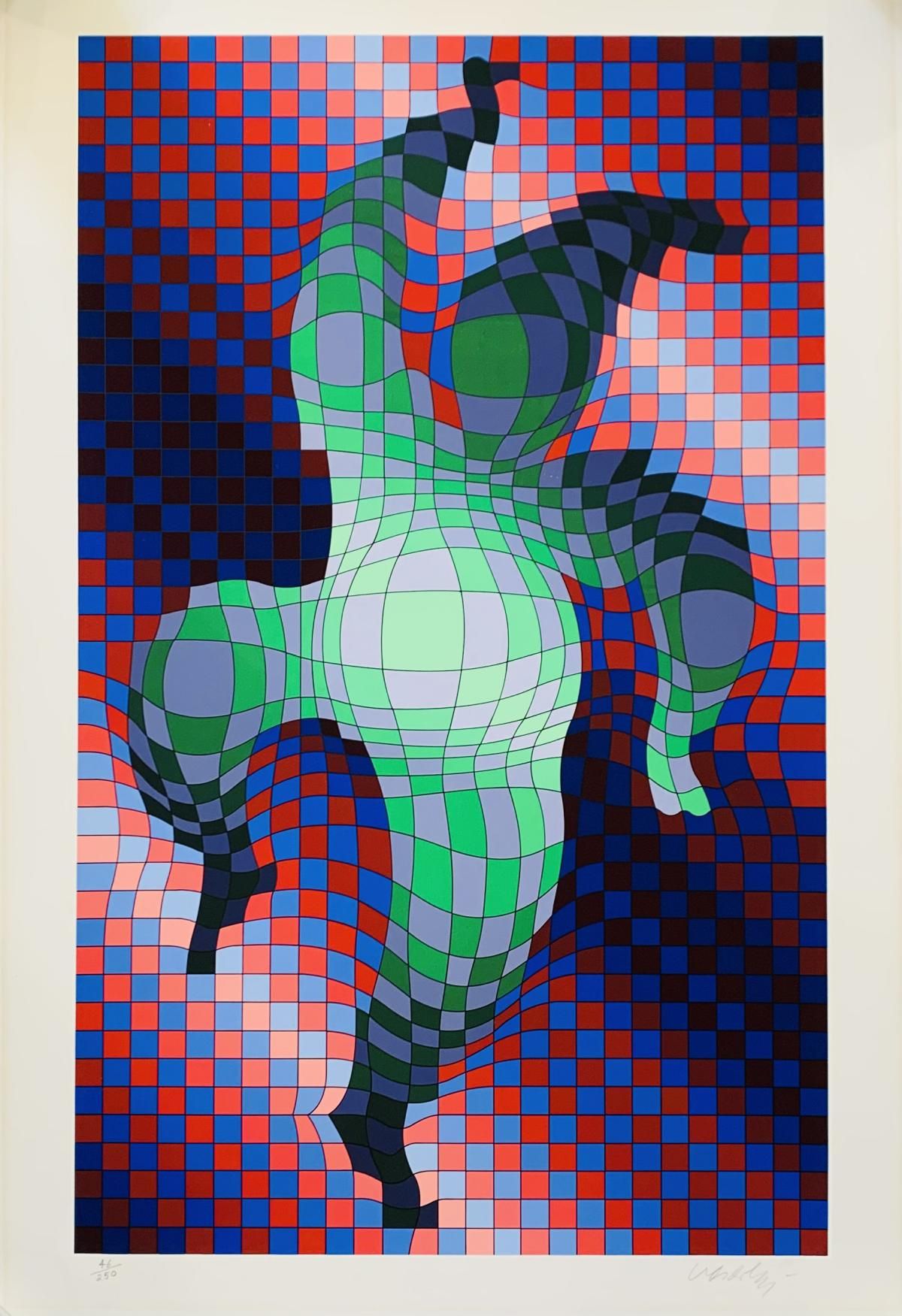 Victor Vasarely- Serigraph "Geometric Composition Dancing Clown"