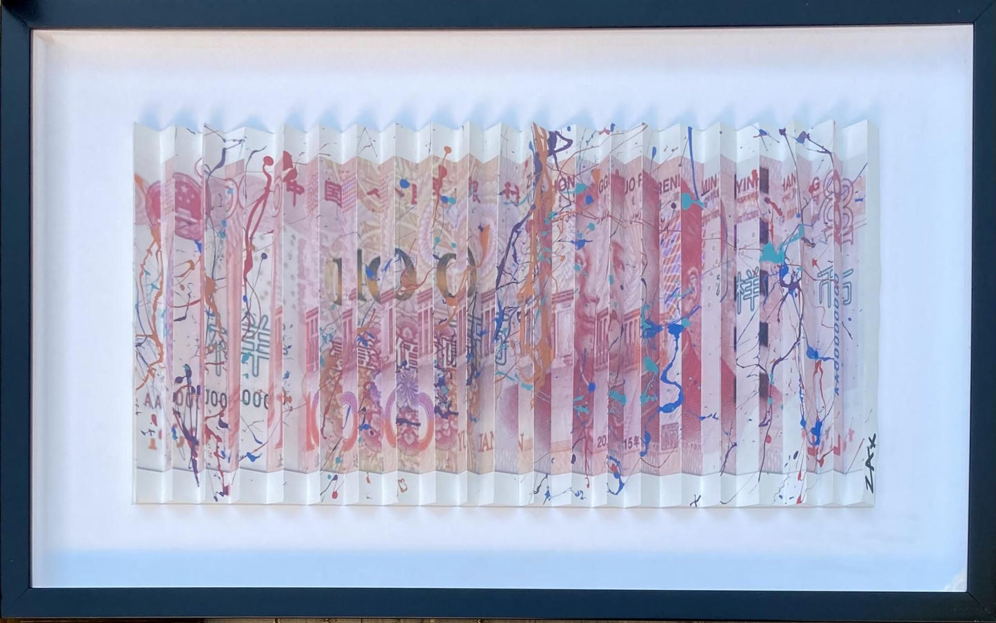 E.M. Zax- 3D hand painted wall sculpture - image changing "100 Yuan"