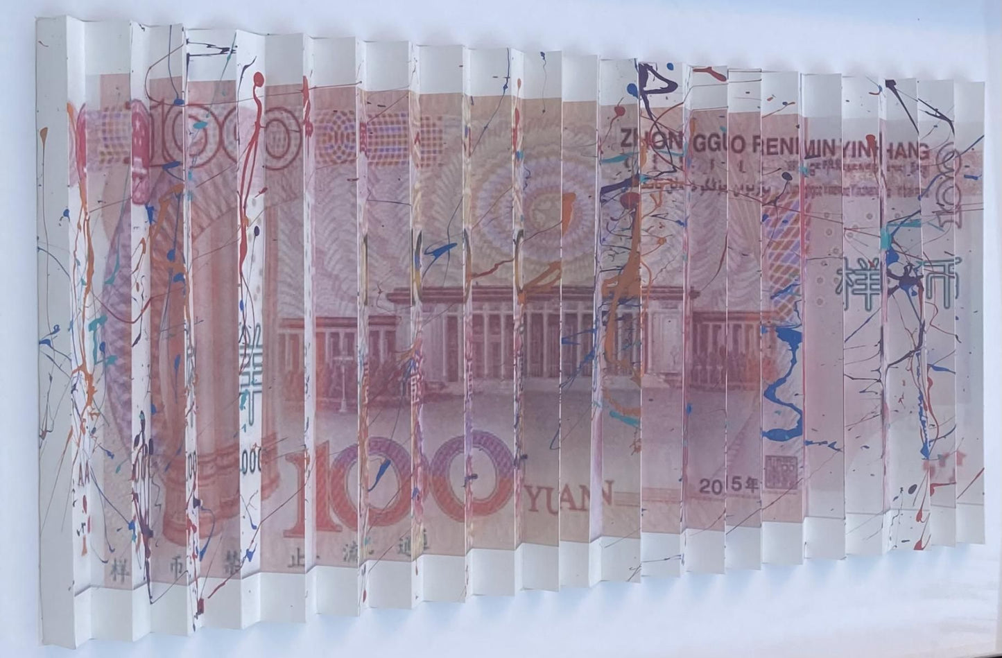 E.M. Zax- 3D hand painted wall sculpture - image changing "100 Yuan"