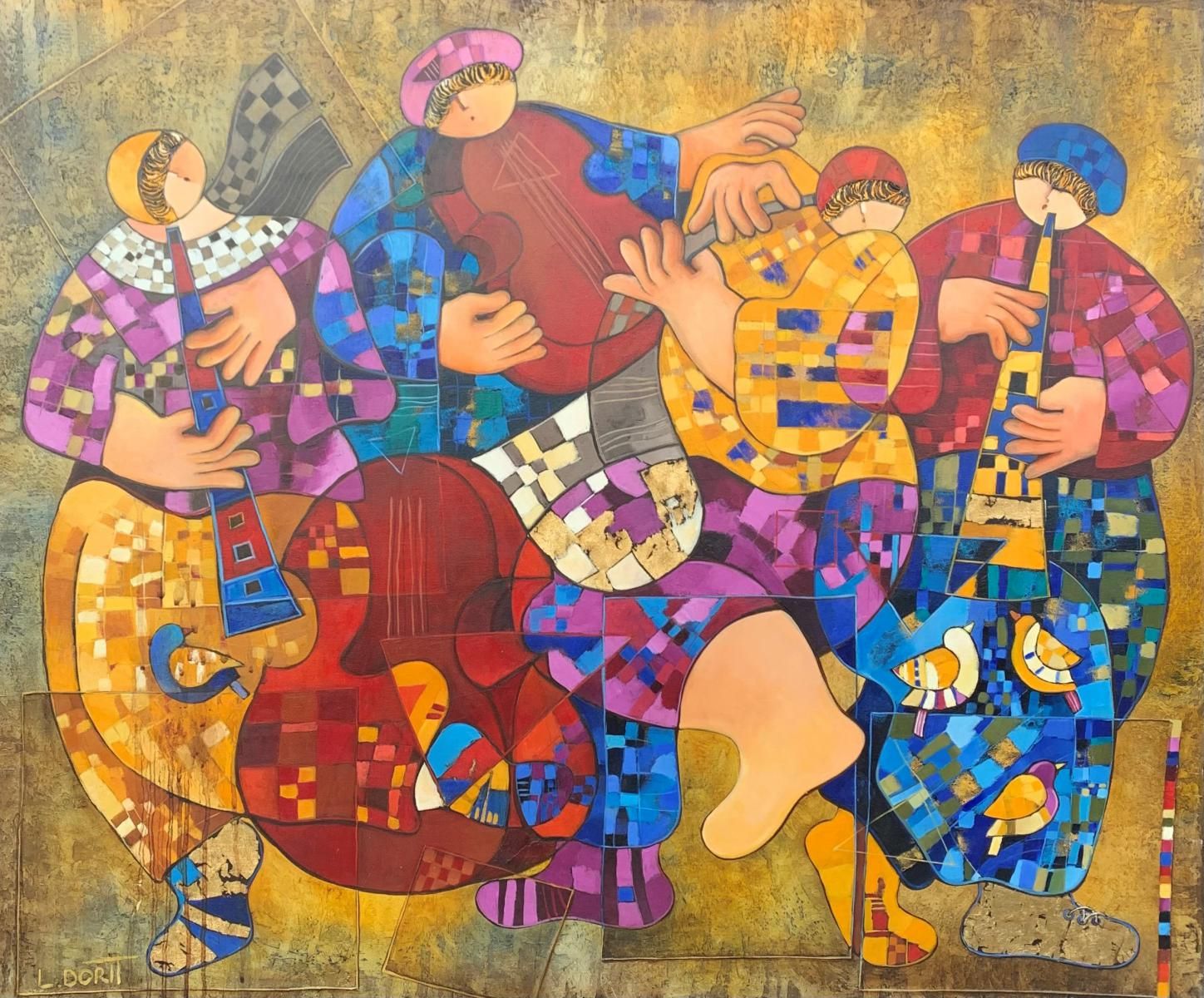 Dorit Levi- Original Painting on Canvas  "Orchestra"