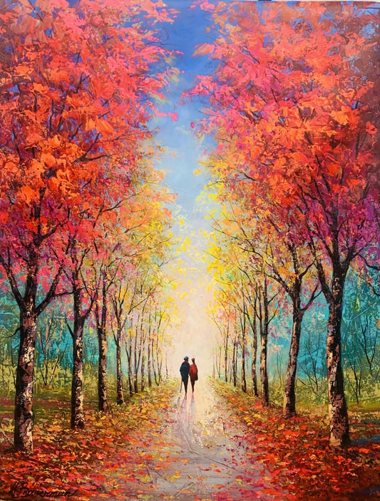 Mark Braver - Original acrylic painting on canvas  "Walk in the Park  "