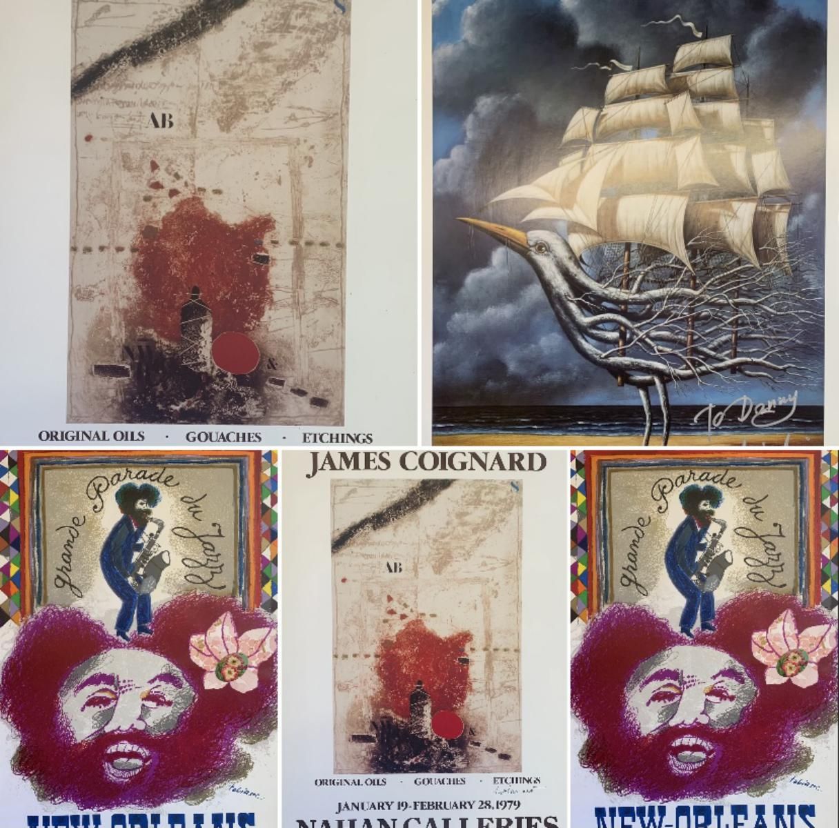 James Coignard , Rafal Olbinksi , Theo Tobiasse- Collection of 5 hand signed posters