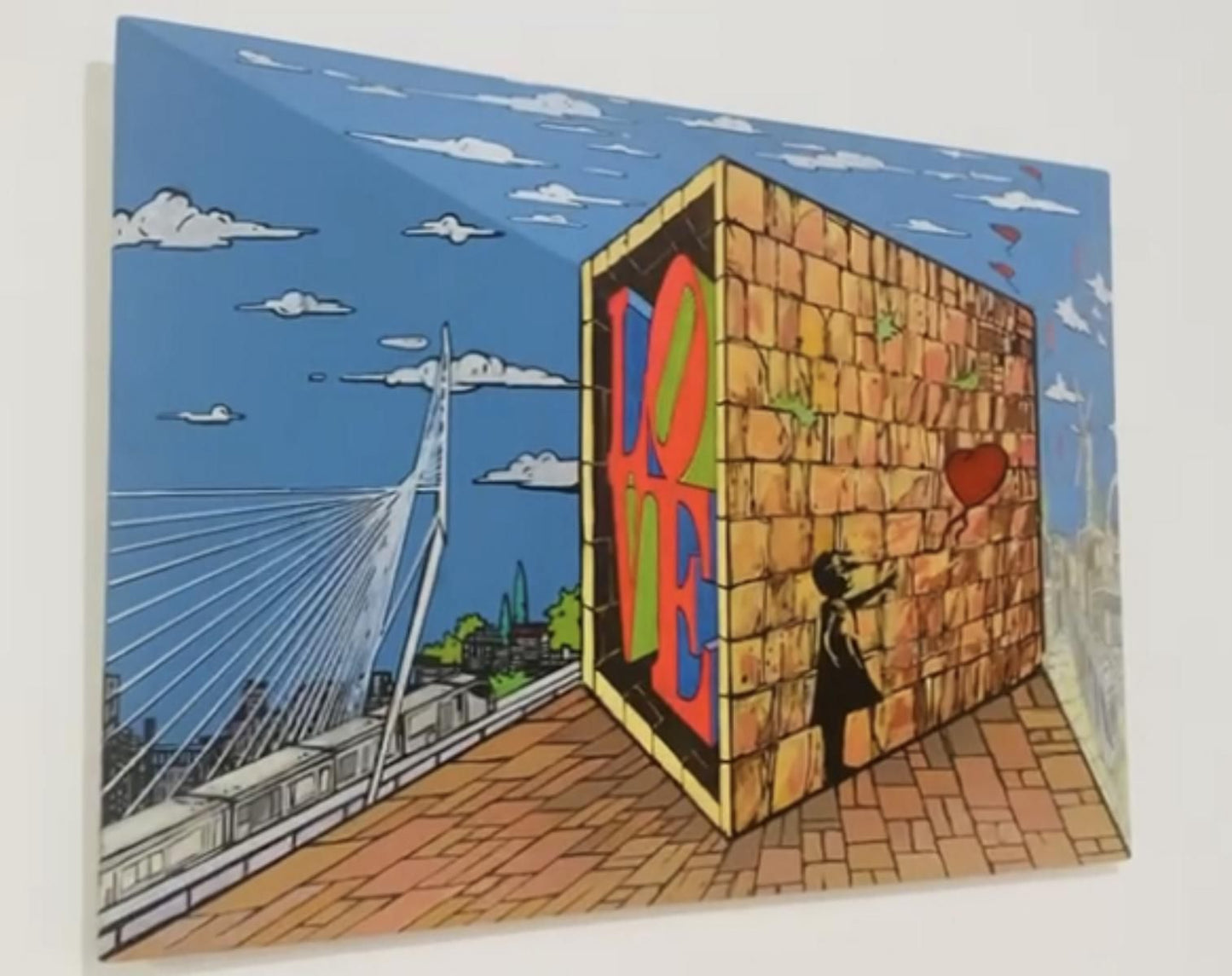 Igal Preslor- Original one of a kind acrylic painting on 3D wood sculpture "Love"