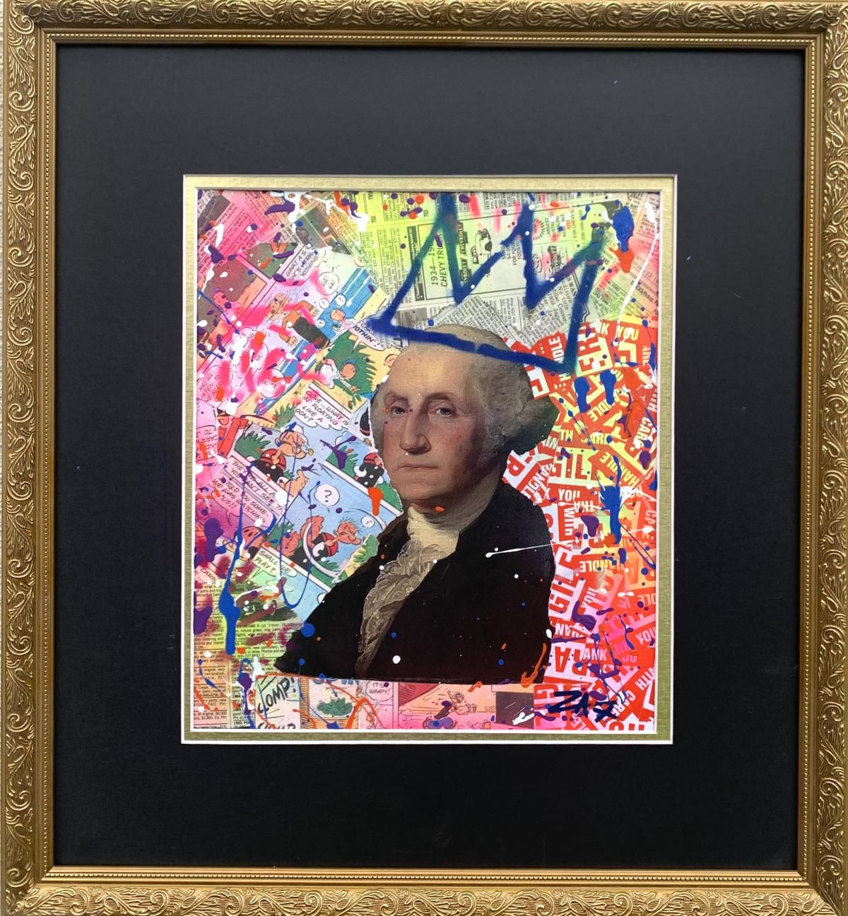 E.M. Zax- Unique mixed media collage "Washington"