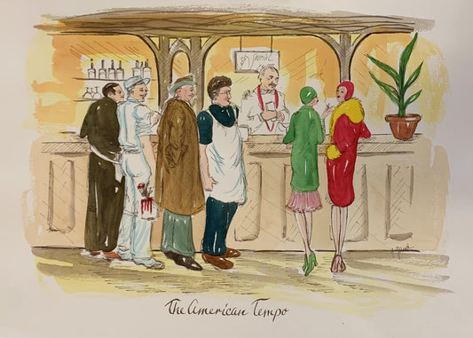 G. Gillard- Monotype watercolor on paper "The American Tempo"