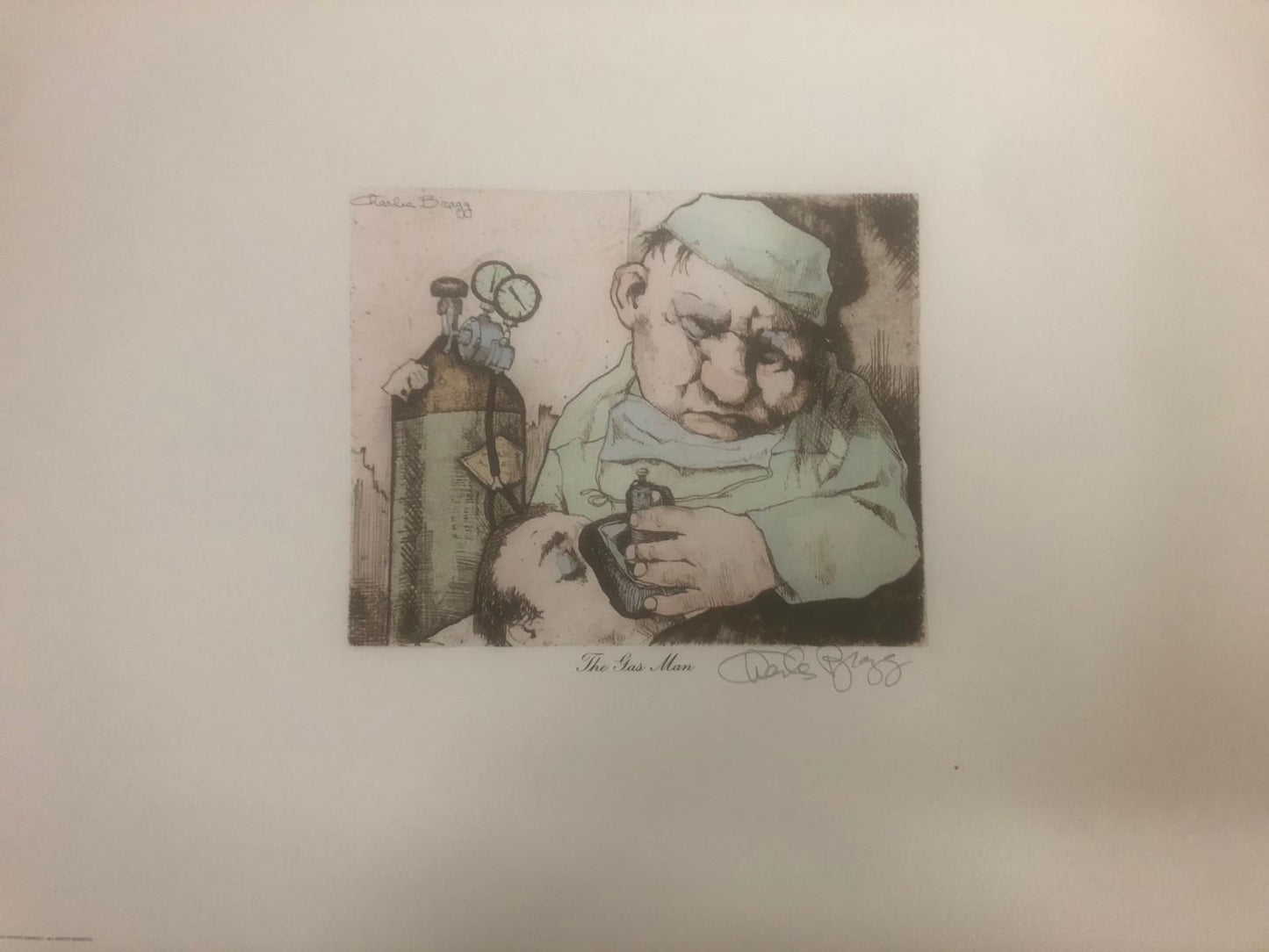Charles Bragg- Hand watercolor over lithograph on paper "Unknown"