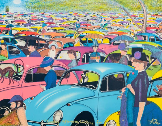 Barry Kite- Lithograph on Rives BFK paper "Sunday Afternoon, Looking For The Car"