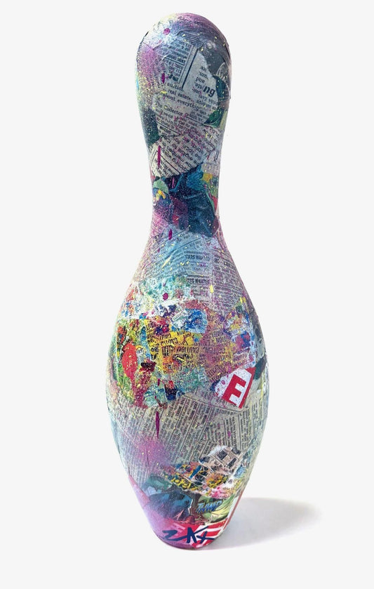 E.M Zax- 1/1 unique one of a kind sculpture with paints "Bowling Pin"