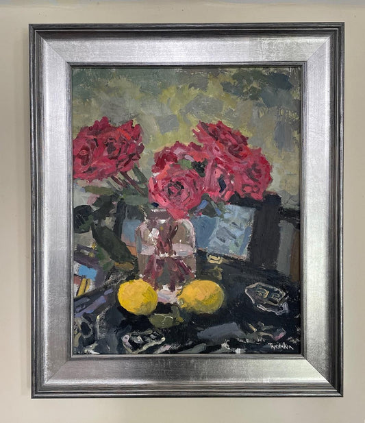 Boris Tyomkin - Oil on Canvas "Roses and Lemons"