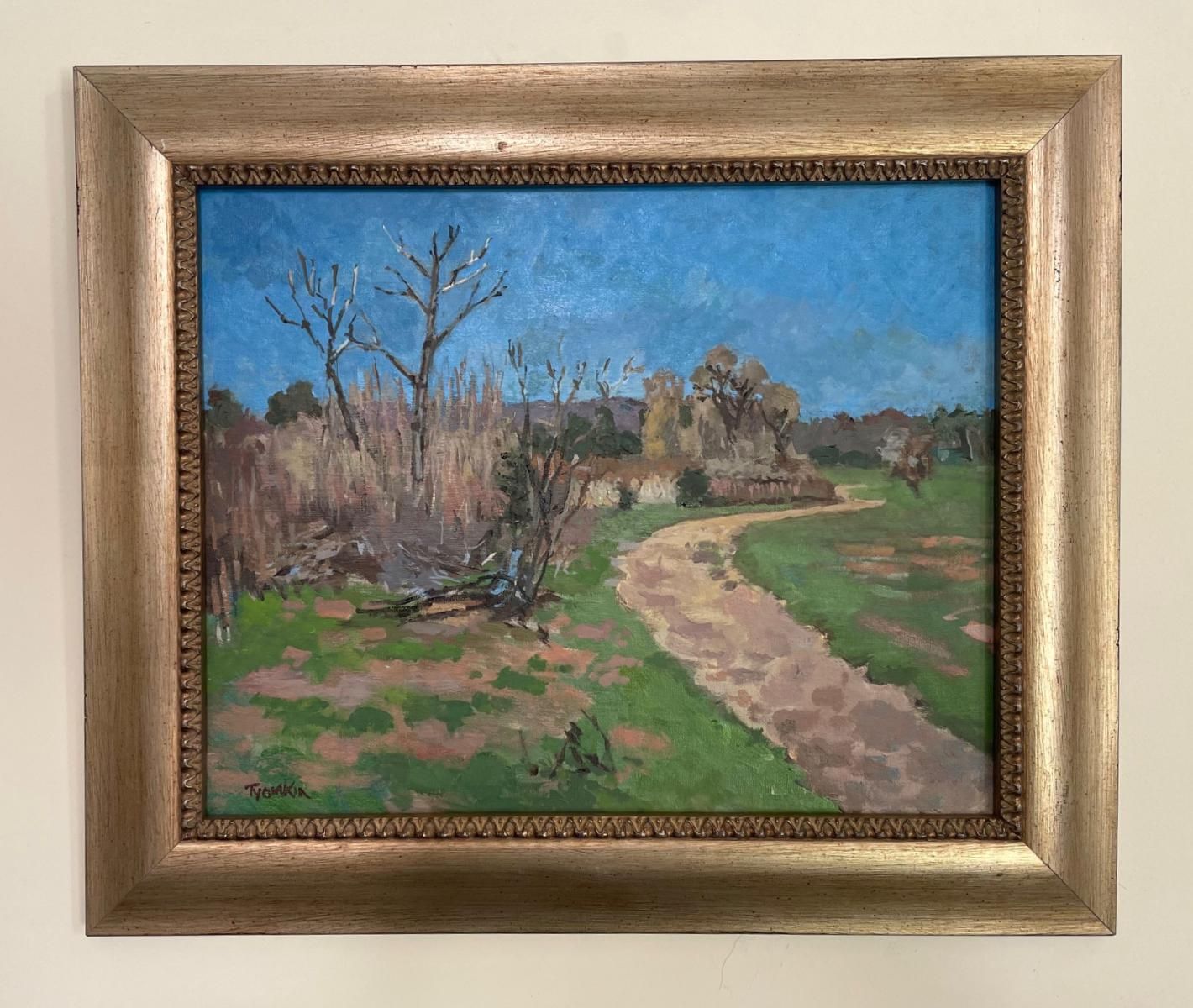 Boris Tyomkin - Oil on Board "Early Spring. Balboa Park, Los Angeles"