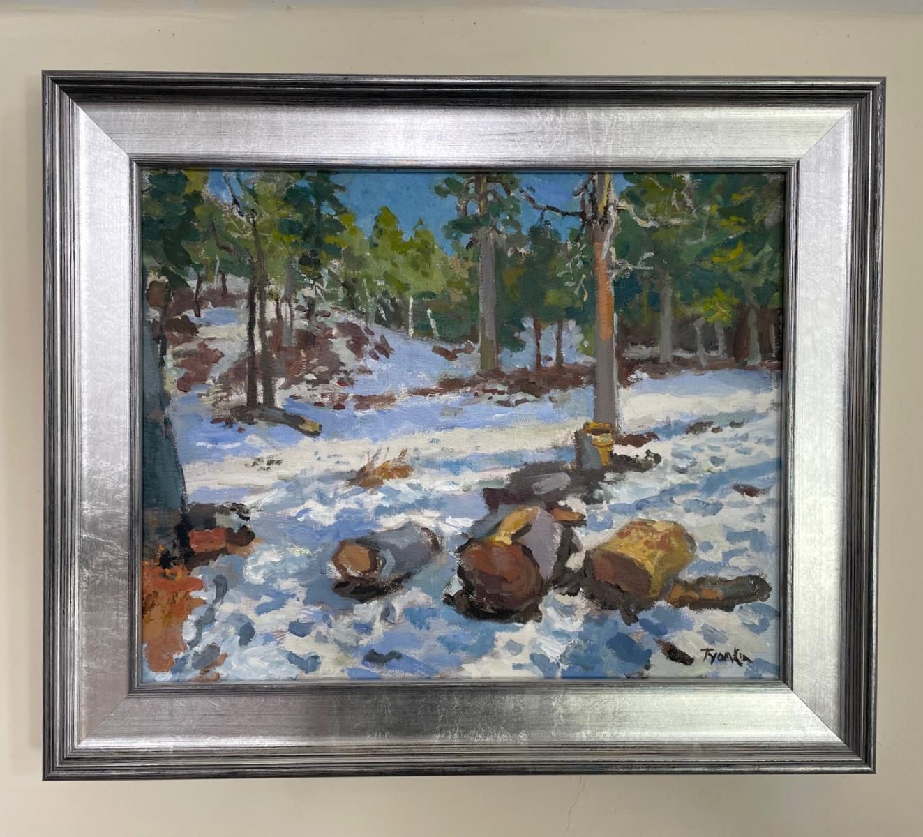 Boris Tyomkin - Oil on Canvas "Melting Snow.  Los Angeles Mountains"