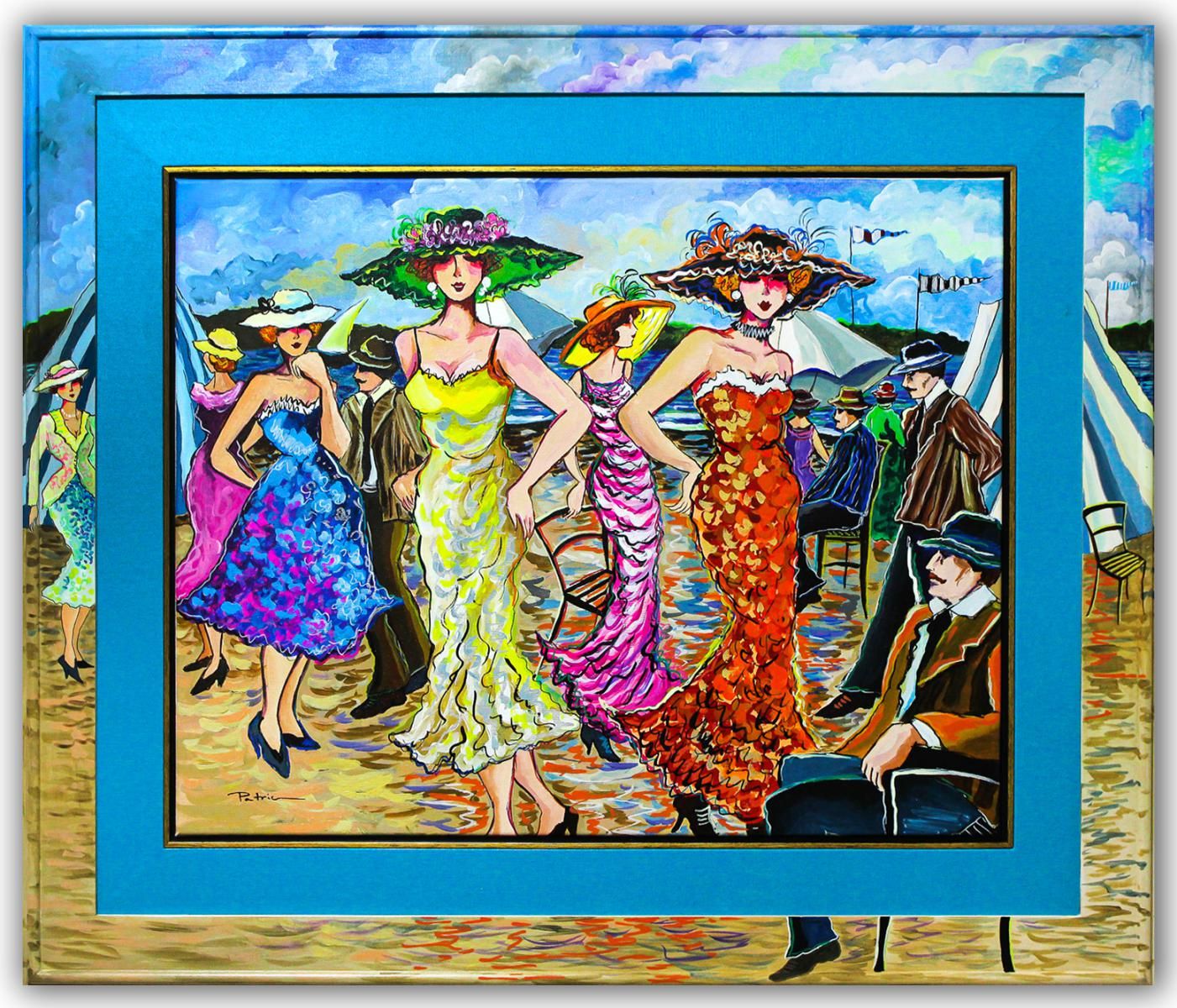 Patricia Govezensky- Original Acrylic with Hand Painted Frame "Best Party Ever"