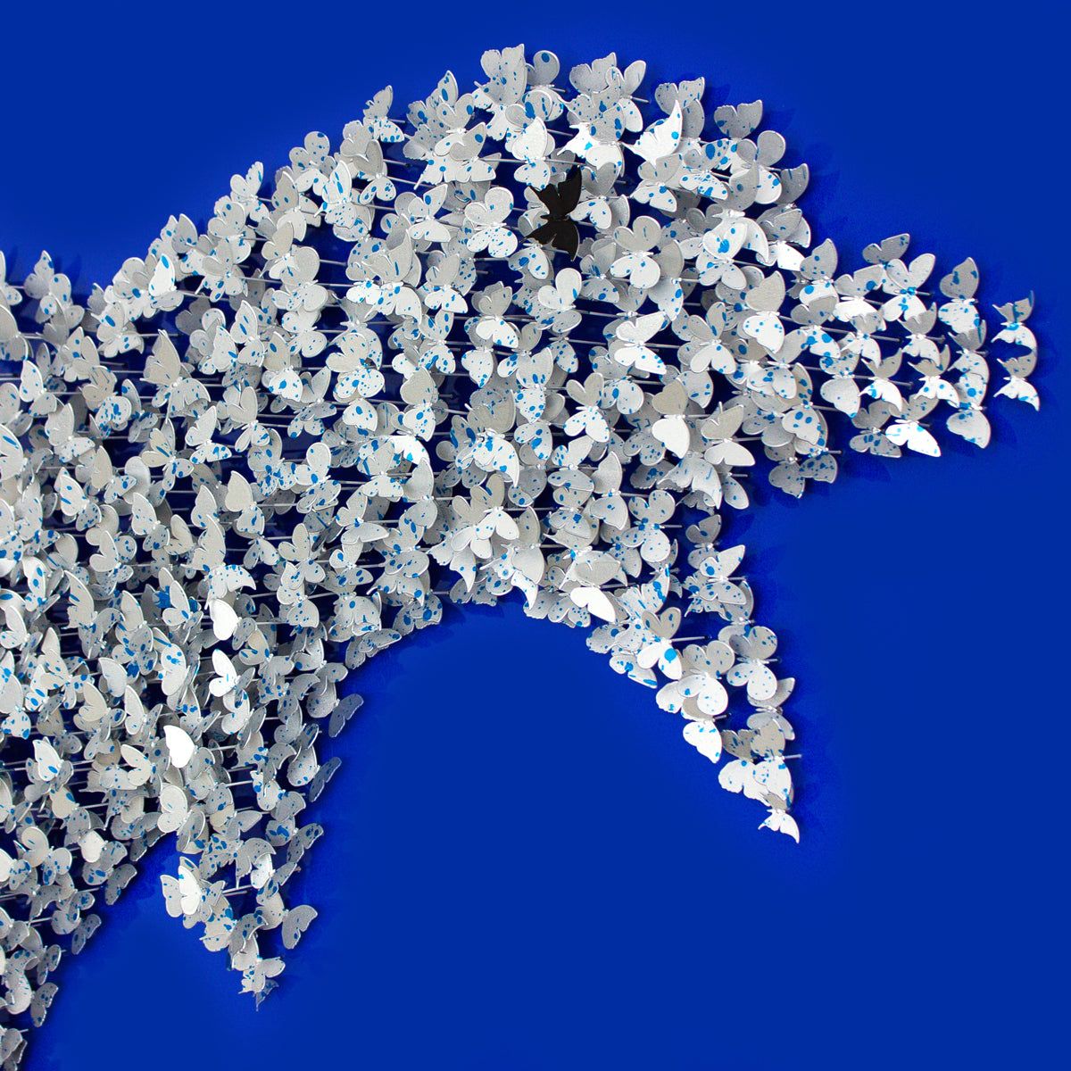 Patricia Govezensky- Original 3D Metal Art on Wood "Dolphin"