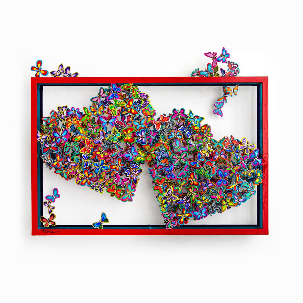 Patricia Govezensky- Original Painting on Cutout Steel "Two Hearts"