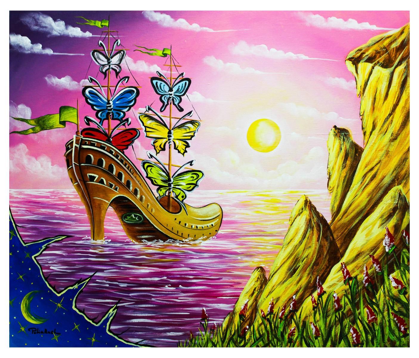 Eugene Poliarush- Original Oil on Canvas "Unique Sailboat"