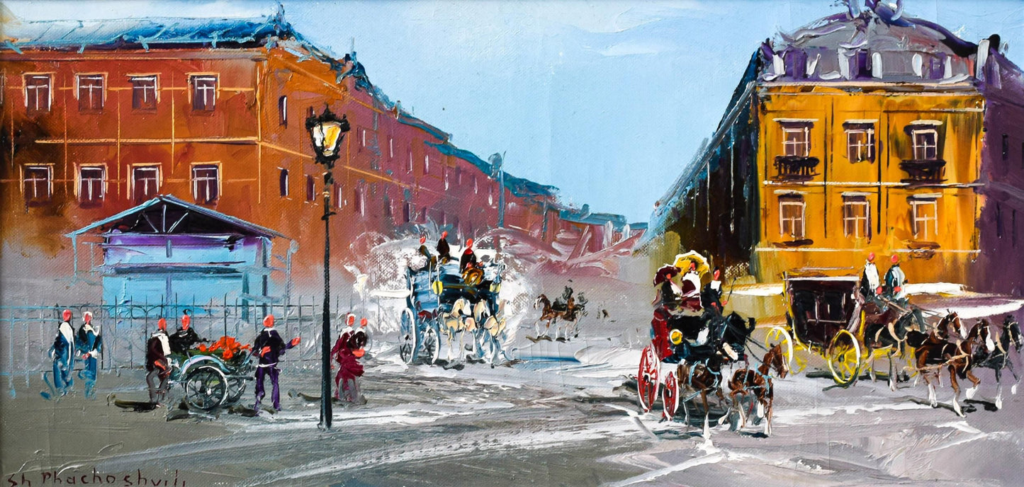 Shalva Phachoshvili- Original Oil on Canvas "Old Days"