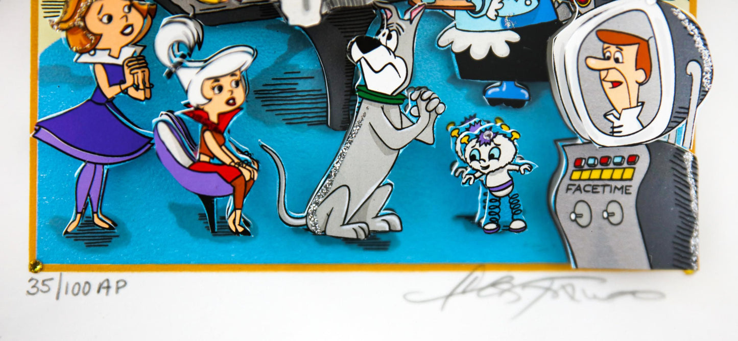 Charles Fazzino- 3D Construction Silkscreen Serigraph "A Jetson's House Call (Purple)"