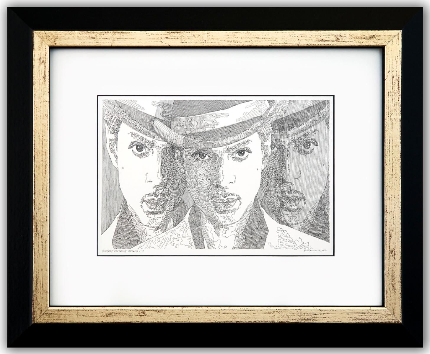 Guillaume Azoulay- Original Drawing on Paper "portrait en trois ( Prince)"