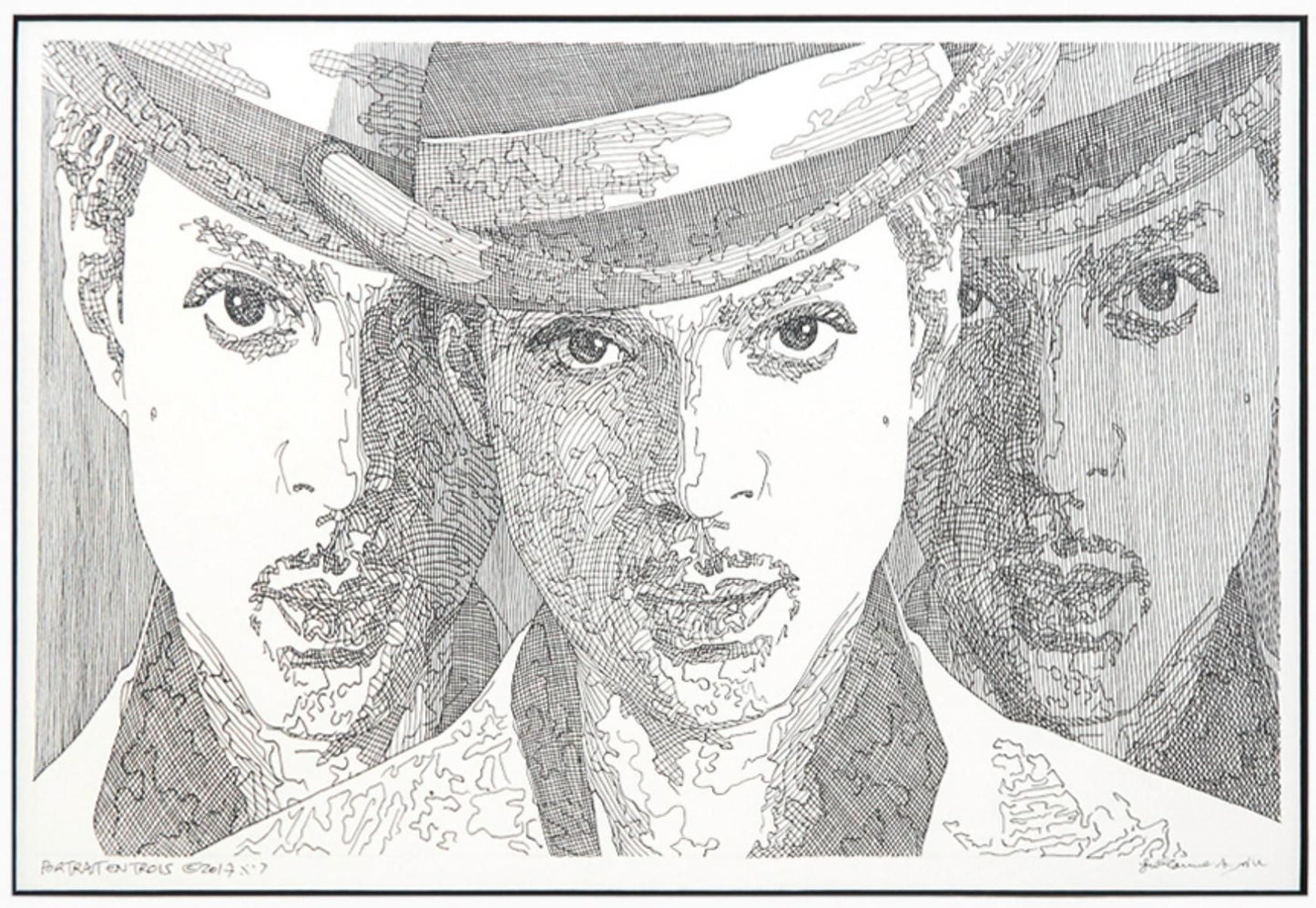 Guillaume Azoulay- Original Drawing on Paper "portrait en trois ( Prince)"