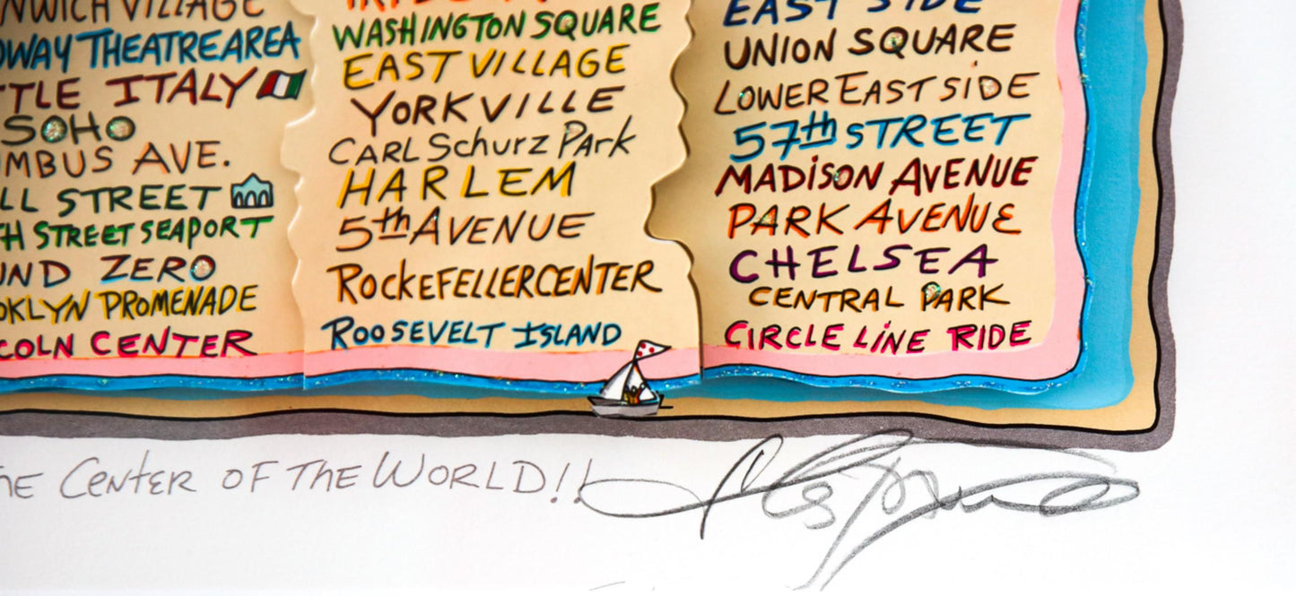 Charles Fazzino- 3D Construction Silkscreen Serigraph "NEW YORK IS"(Red)"