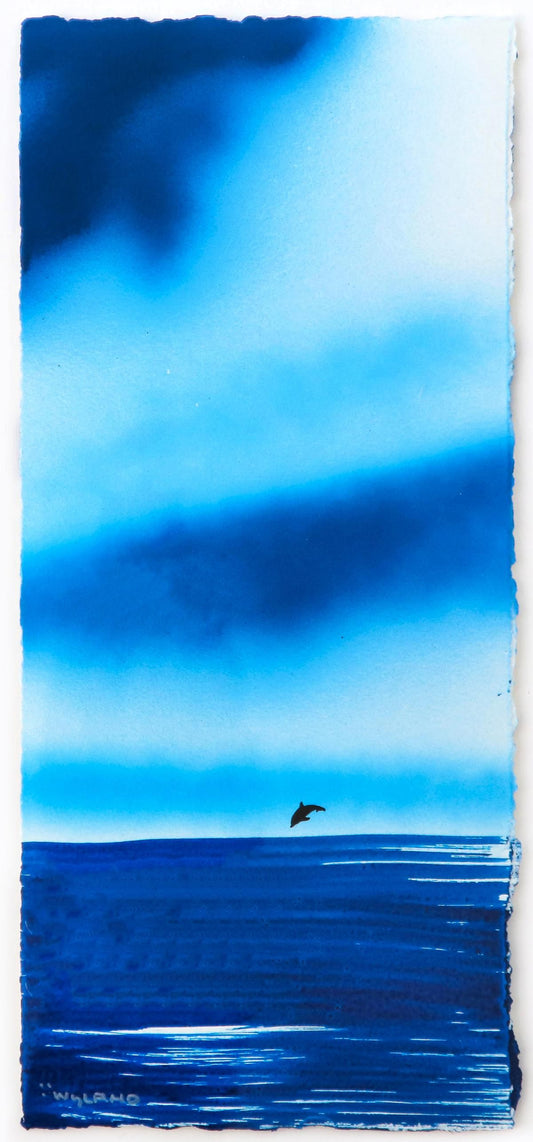 Wyland- Original Watercolor Painting on Deckle Edge Paper "Fluke"