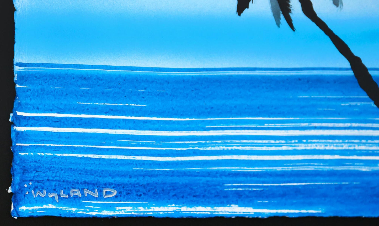 Wyland- Original Watercolor Painting on Deckle Edge Paper "Palm Trees"