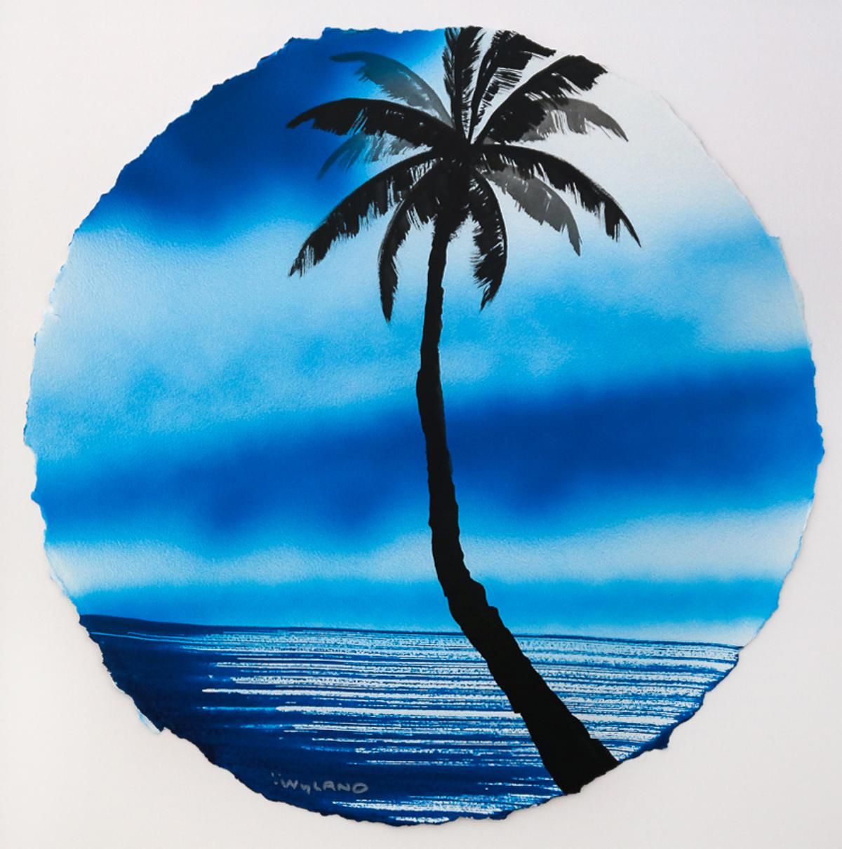 Wyland- Original Watercolor Painting on Deckle Edge Paper "Palm Trees"