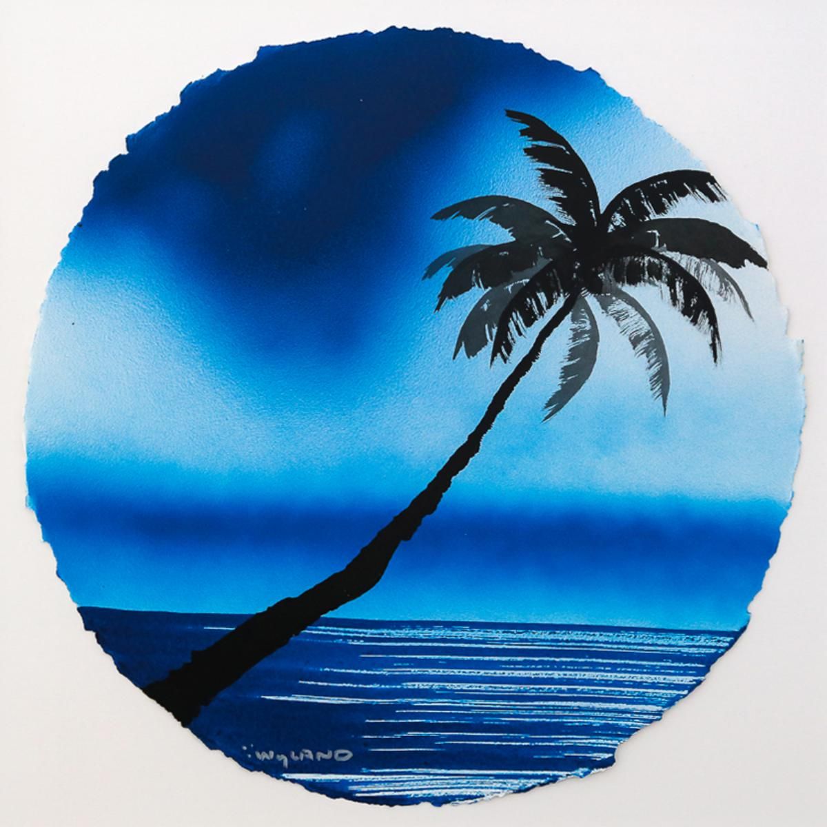 Wyland- Original Watercolor Painting on Deckle Edge Paper "Palm Trees"