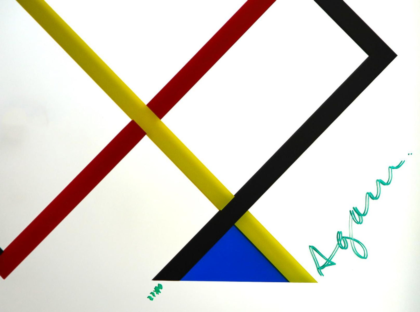 Yaacov Agam- Color Serigraph with Pigments on Glass Mirror "Homage to Mondrian"