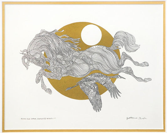 Guillaume Azoulay- Original pen and ink with hand laid gold leaf