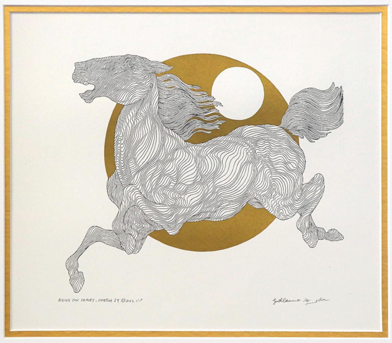 Guillaume Azoulay- Original pen and ink with hand laid gold leaf