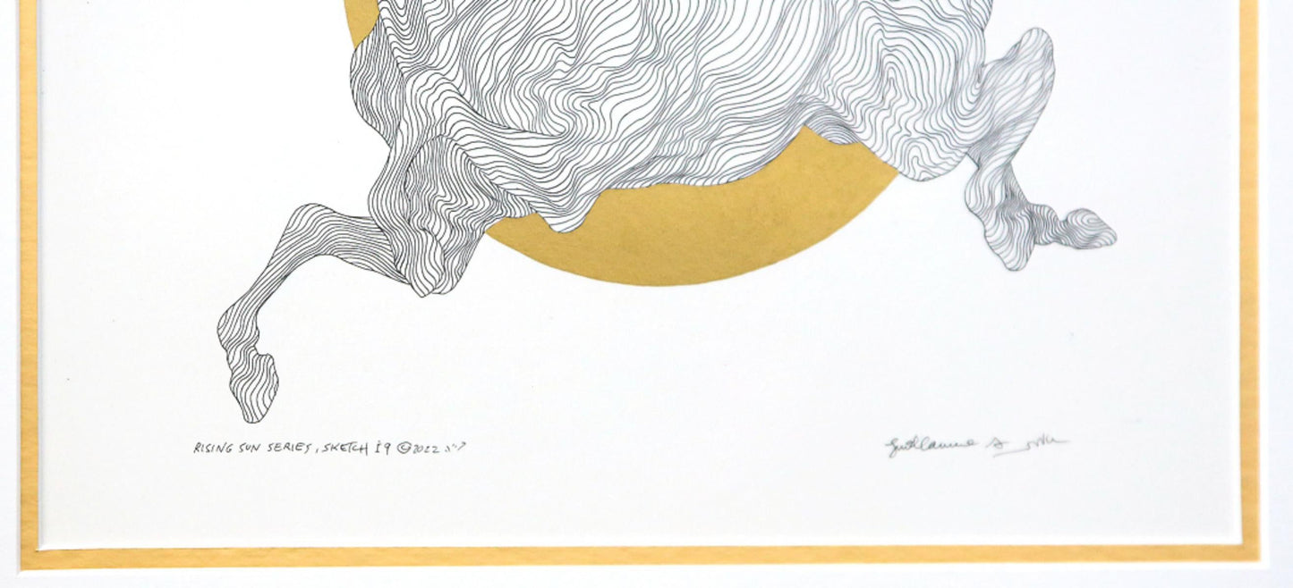Guillaume Azoulay- Original pen and ink with hand laid gold leaf