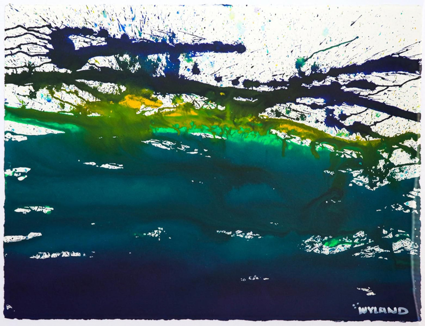 Wyland- Original Watercolor Painting on Deckle Edge Paper "Abstract"