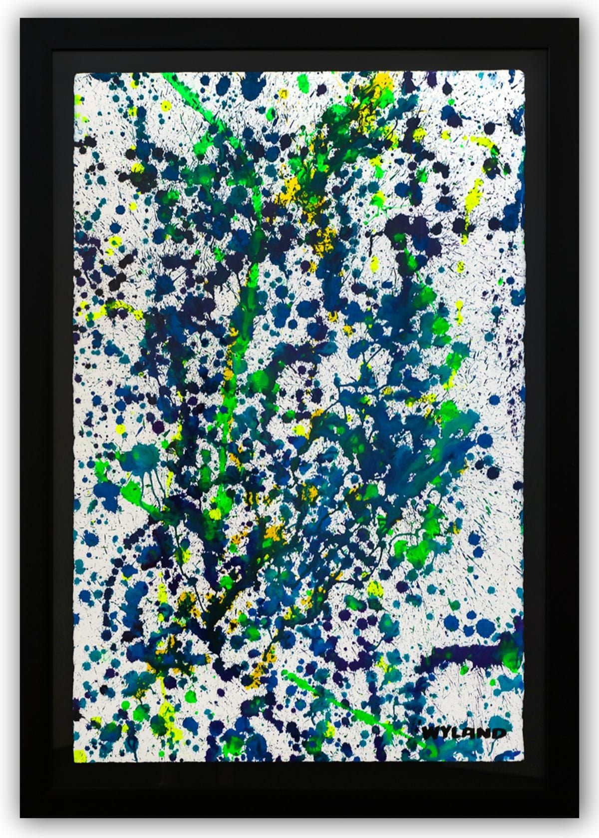 Wyland- Original Watercolor Painting on Deckle Edge Paper "Abstract Drip"