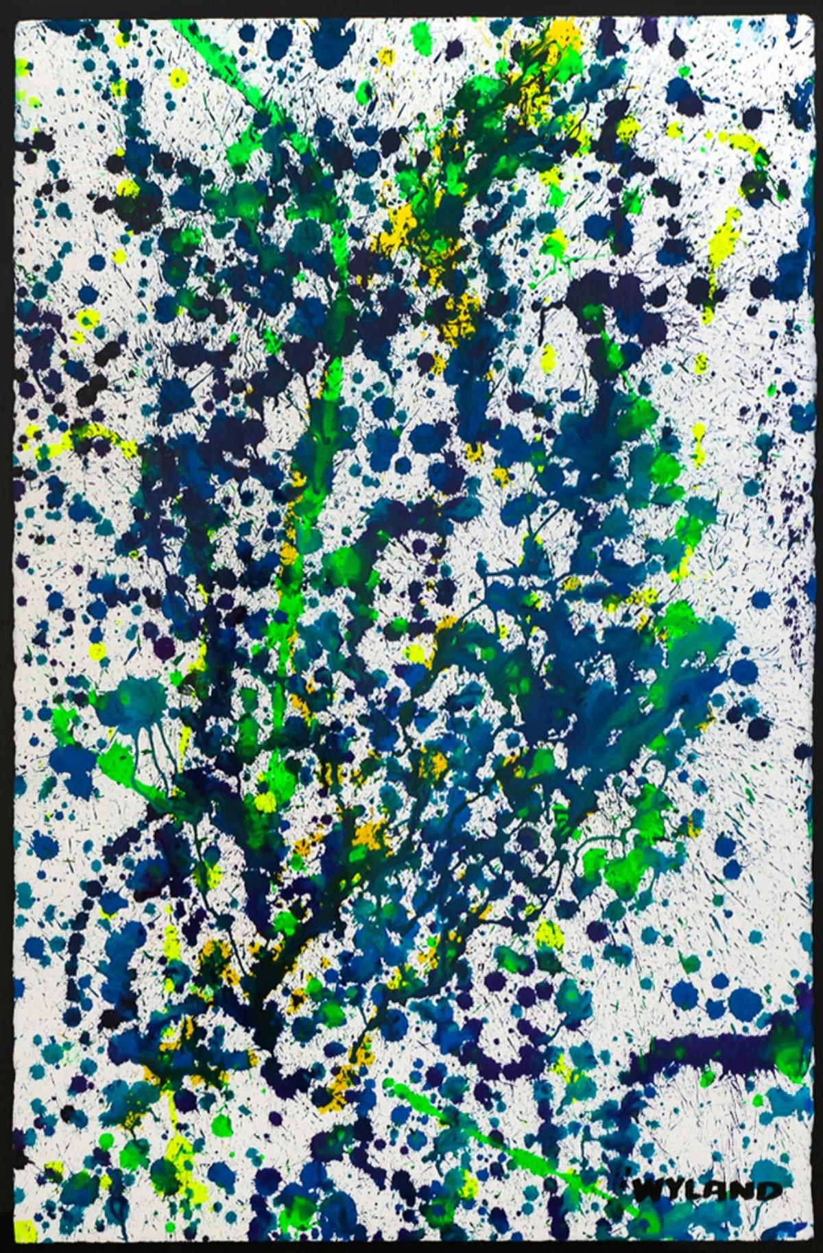 Wyland- Original Watercolor Painting on Deckle Edge Paper "Abstract Drip"