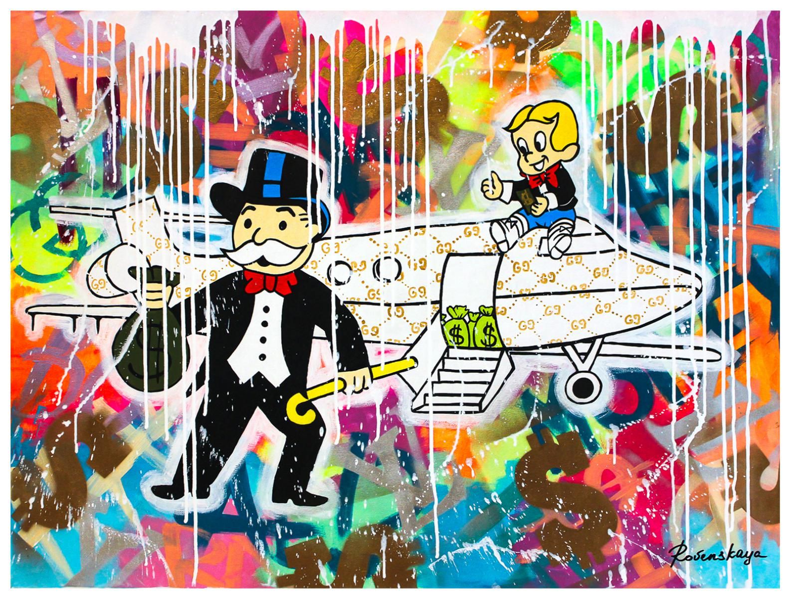 Nastya Rovenskaya- Original Oil on Canvas "Money and Jr."