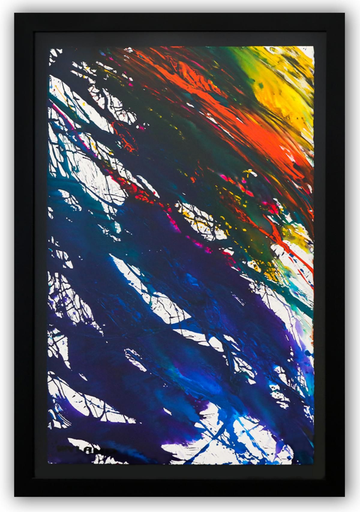 Wyland- Original Watercolor Painting on Deckle Edge Paper "Abstract"