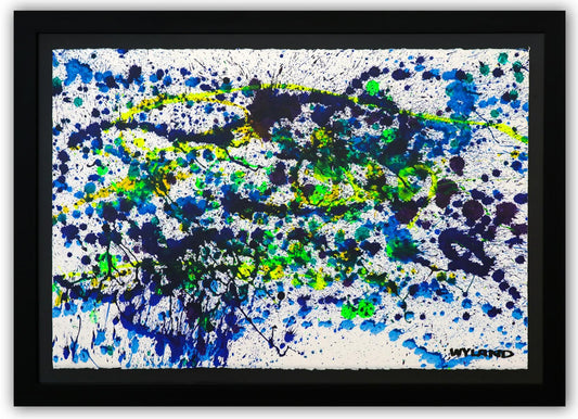 Wyland- Original Watercolor Painting on Deckle Edge Paper "Abstract Drip"