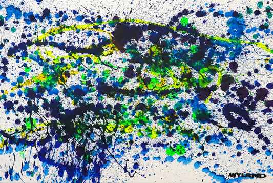 Wyland- Original Watercolor Painting on Deckle Edge Paper "Abstract Drip"